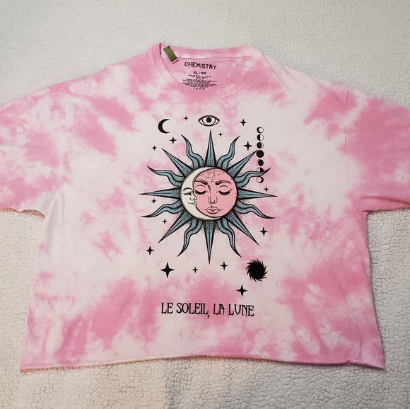 Chemistry Tops - Pink and White Tie Dye Chemistry Graphic Tee.